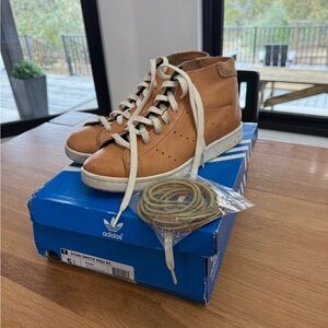 RARE adidas Stan smith mid pc collab Tan Leather Mid-Top Sneakers